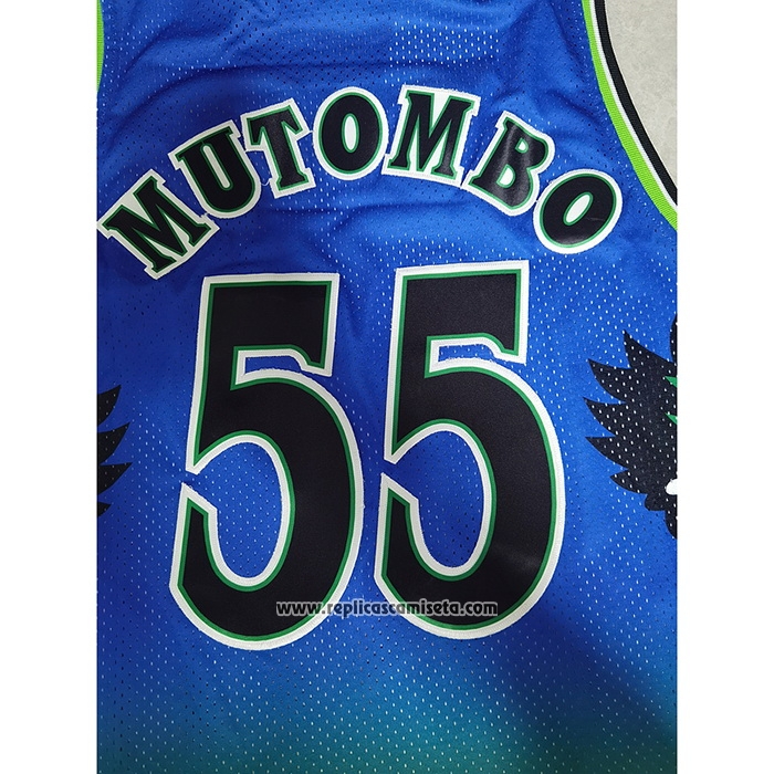 Camiseta Atlanta Hawks Dikembe Mutombo #55 Mitchell & Ness 1996-97 Verde
